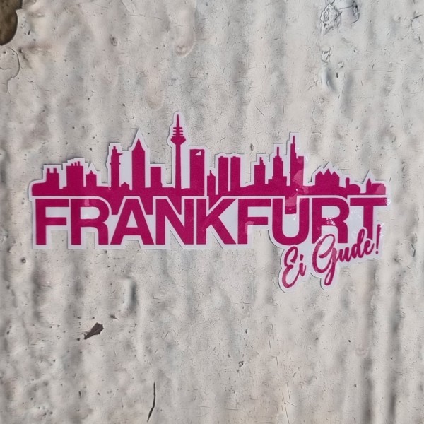 Aufkleber Frankfurt Skyline Ei Gude Pink-Weiss