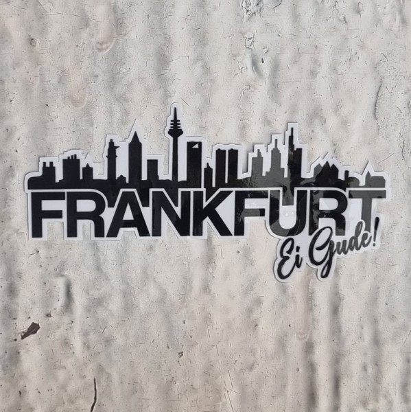 Aufkleber Frankfurt Skyline Ei Gude Schwarz-Weiss 